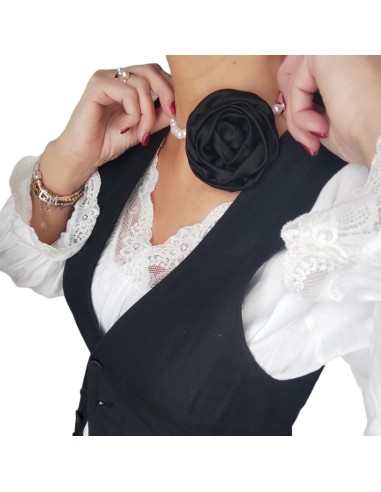 COLLAR CHOKER PERLAS/FLOR DE EL COFRE DE ELISABETH