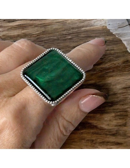 ANILLO CUADRADO CRISTAL NACARADO DE EL COFRE DE ELISABETH