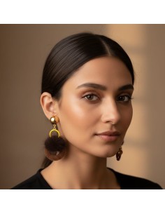 PENDIENTES BORLA Y ARO TEJIDO DE EL COFRE DE ELISABETH