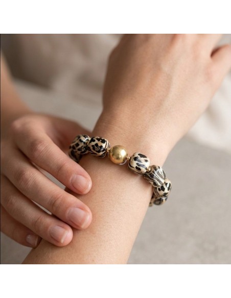 PULSERA ELÁSTICA PRINT/DORADO DE EL COFRE DE ELISABETH