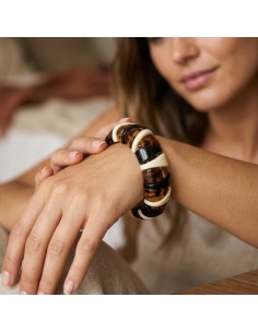 PULSERA ELÁSTICA HUESO/CAREY DE EL COFRE DE ELISABETH
